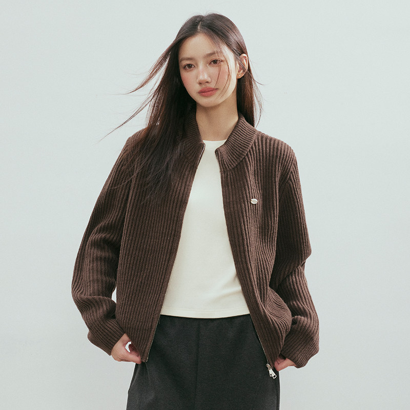 RPB BRAND羊毛设计感双拉链立领针织开衫秋冬简约风毛衣外套上衣,女装/女士精品,毛针织衫,淘宝优惠券,粉丝福利购,淘宝优惠卷