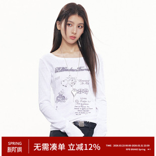 显瘦百搭打底衫 T恤女修身 辣妹风上衣 BRAND透气宽领口圆领长袖 RPB