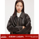 百搭短款 秋冬翻领拉链机车外套经典 PU皮夹克皮衣女 BRAND RPB