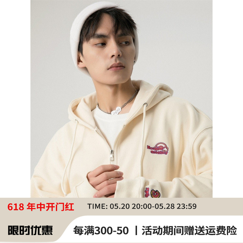 RPB BRAND 卡通字母情侣服外套拉链开衫连帽卫衣帽衫秋冬季上衣