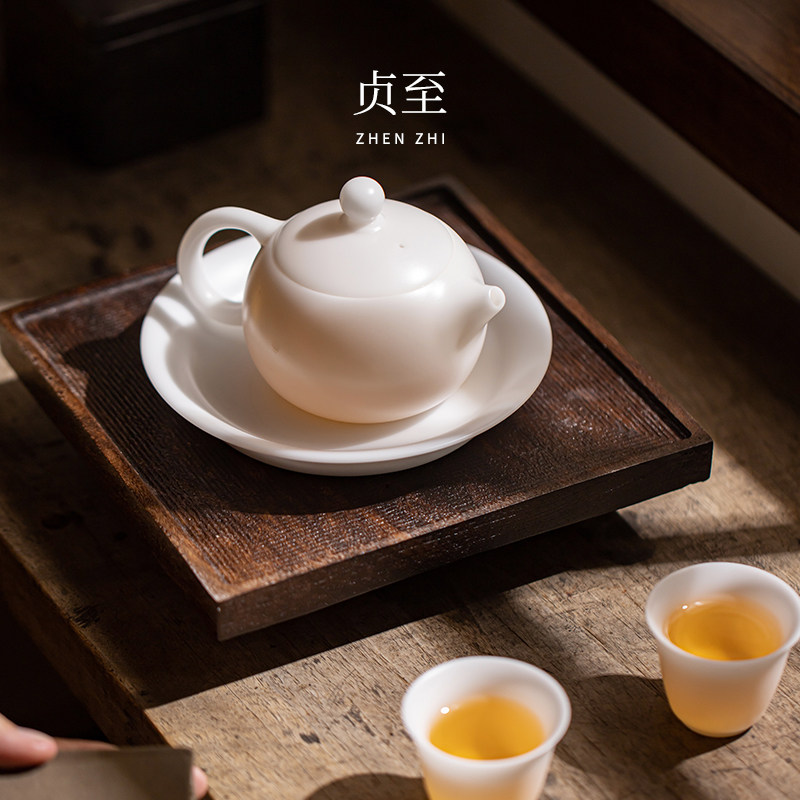 贞至冰种羊脂玉瓷茶壶手工泡茶壶功夫茶具家用办公会客高端白瓷