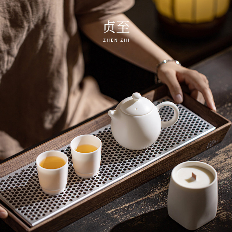 贞至羊脂玉瓷手工茶壶龙蛋壶高端白瓷泡茶壶一壶两杯功夫茶具套装