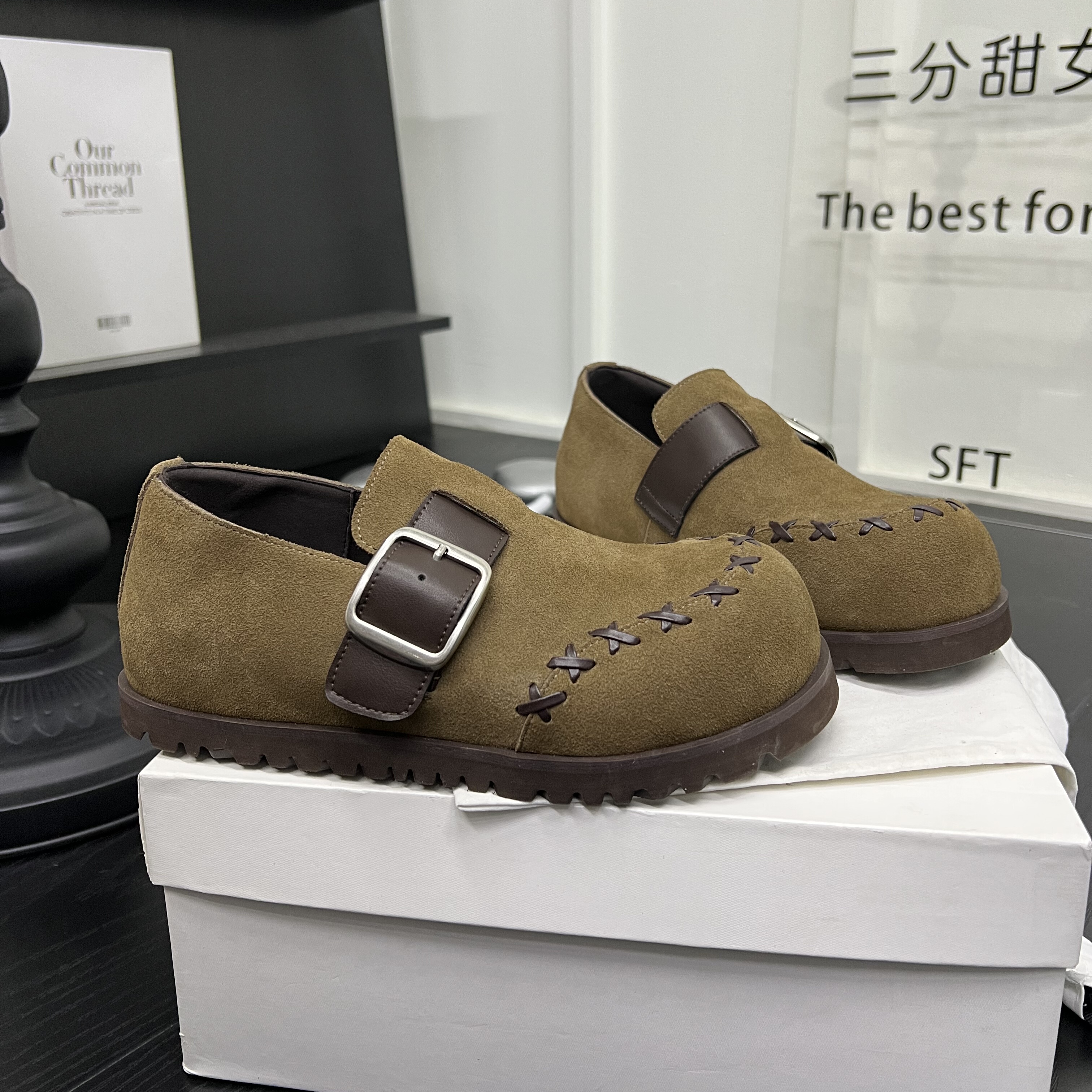 网红爆款磨砂皮编织一脚蹬平底内增高勃肯鞋女小众设计软底单鞋潮,女鞋,勃肯鞋/软木鞋,淘宝优惠券,粉丝福利购,淘宝优惠卷