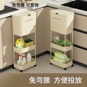 双开垃圾桶家用感厨房用免弯腰可移动带盖夹缝垃圾桶干湿分离