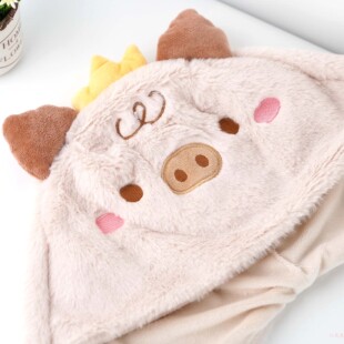 帽子围巾手套秋冬熊猫恐龙毛绒女学生宿舍保暖多功能一体可爱头套