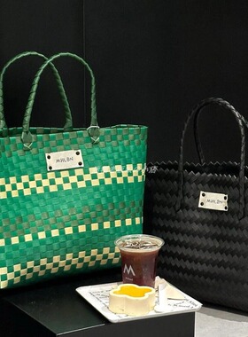 M家咖啡店同款大容量手工编织包菜篮子包沙滩托特包手拎包包女