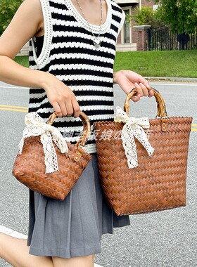 大容量藤编包竹编菜篮子手提草编包手工编织包包女伴手礼野餐篮