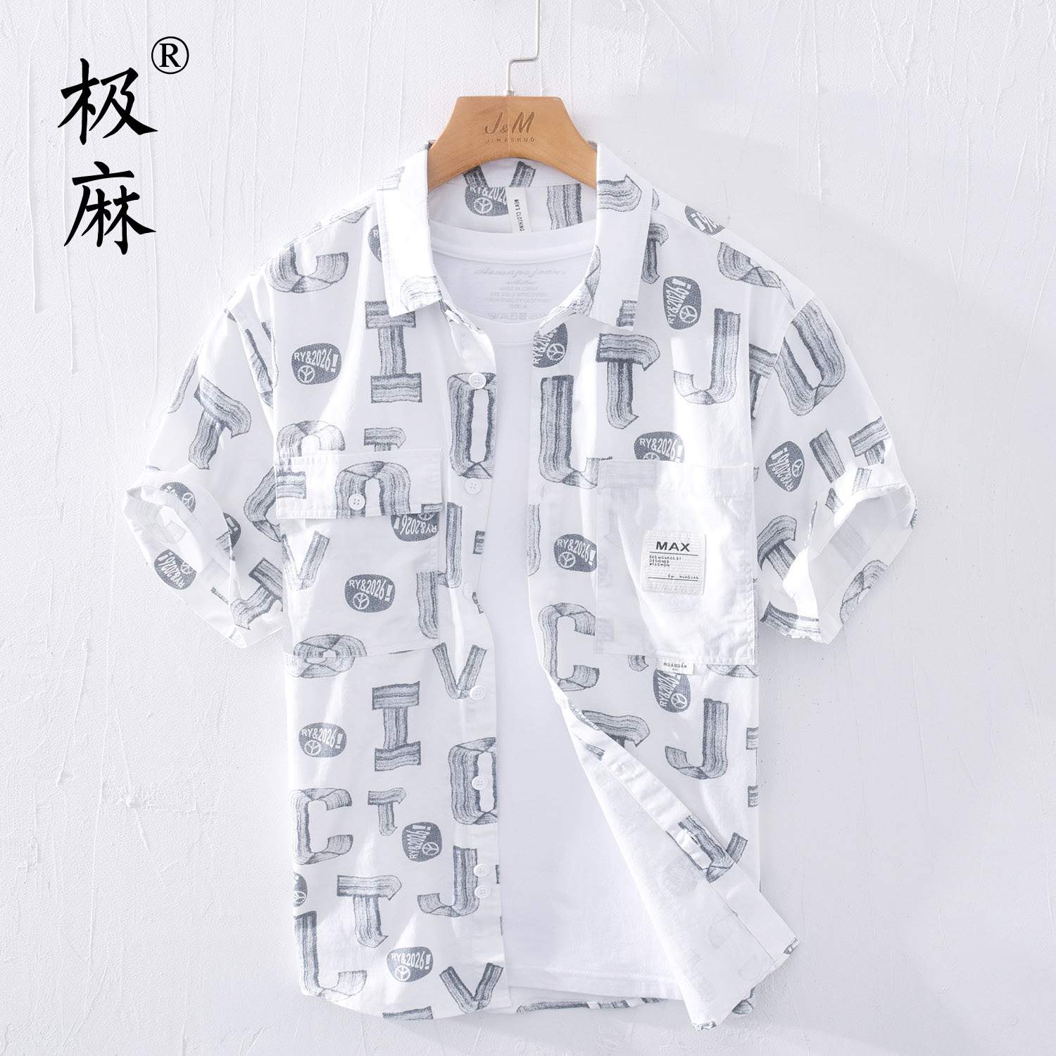 日系个性短袖纯棉衬衫