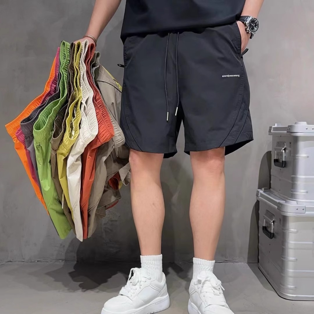 美式短裤男士夏季薄款宽松休闲运动裤子男户外简约速干百搭五分裤