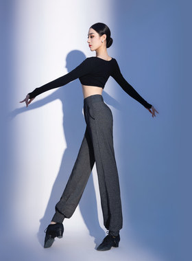 成人拉丁舞裤女2025新款口袋萝卜束脚舞蹈长裤练功服专业跳舞裤子