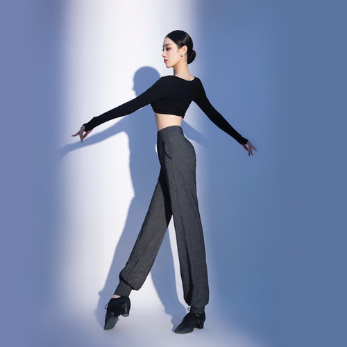 成人拉丁舞裤女2025新款口袋萝卜束脚舞蹈长裤练功服专业跳舞裤子