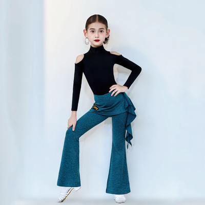 康尼拉丁舞蹈服秋冬新款女童日常练功服长袖上衣少儿训练长裤套装