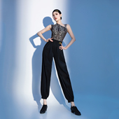 CONNY专业拉丁舞蹈练功服裤 子 高腰跳舞长裤 国标摩登舞裤 女夏薄款