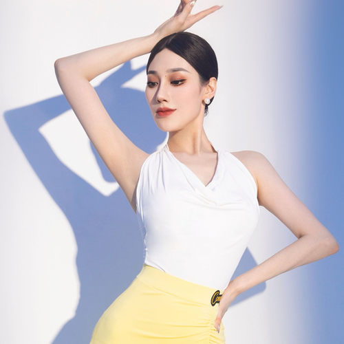 康尼夏季无袖挂脖拉丁舞上衣女