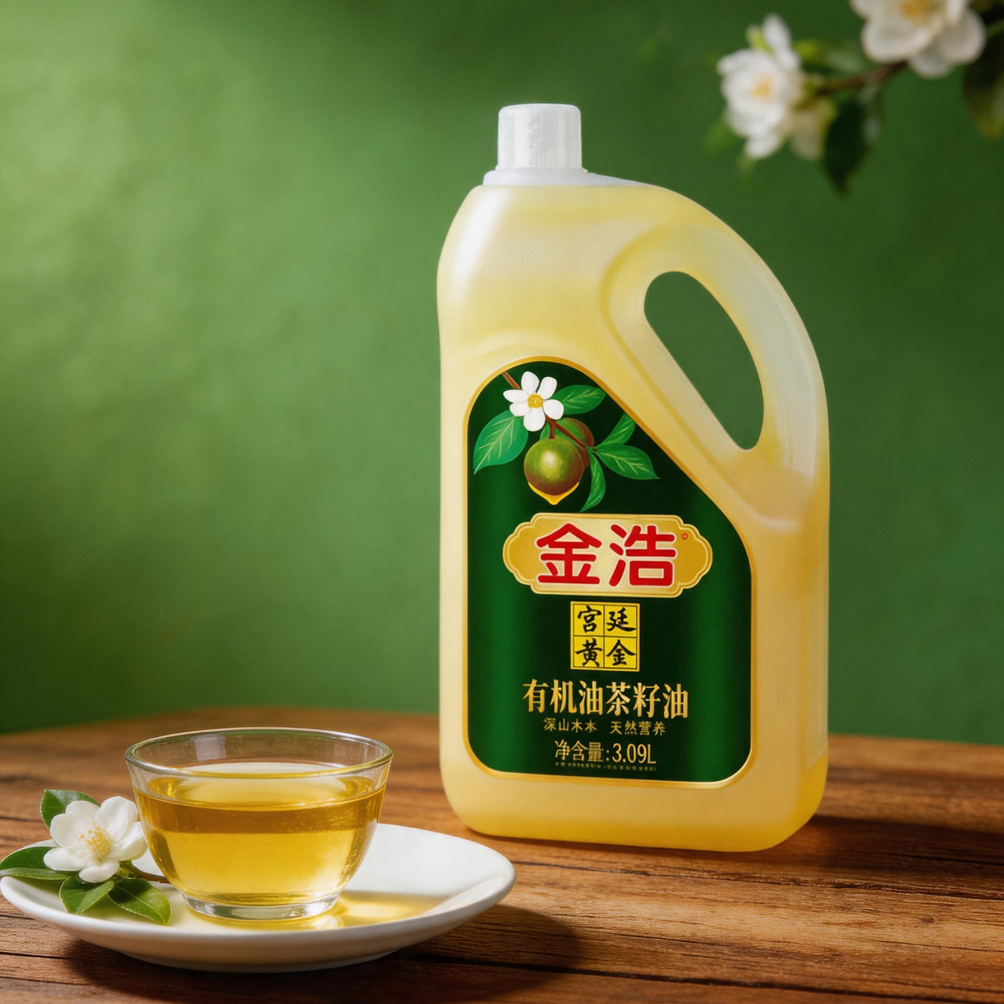 【新鲜日期】金浩宫廷黄金有机油茶籽油低温压榨茶油食用油3.09L图片