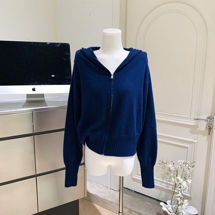 许我耀眼赵露思许妍同款拉链连帽毛衣外套女秋冬季短款上衣