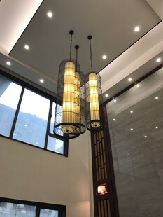 新中式古典铁艺鸟笼吊灯笼羊皮纸灯酒店大堂会所包间楼梯间大吊灯