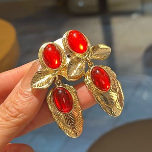 XP 铜合金 设计感小众树叶耳饰 1183