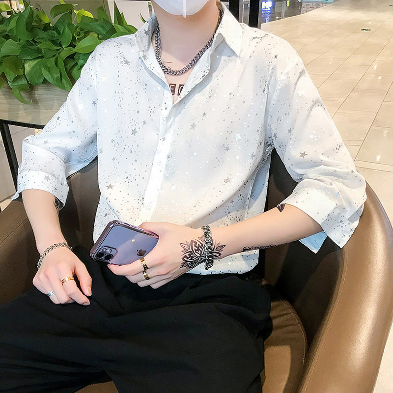 五角星冰丝垂感男士衬衫