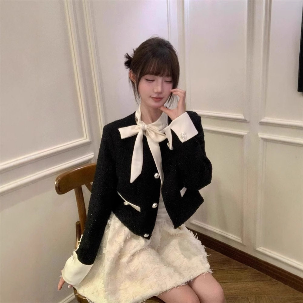 法式小香风外套连衣裙两件套春秋