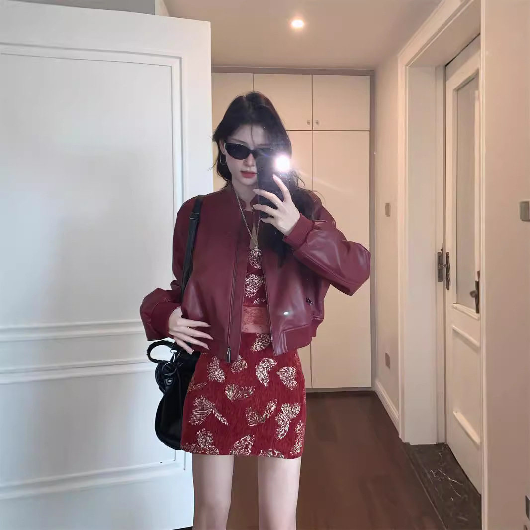 美式复古机车服辣妹pu皮衣外套女