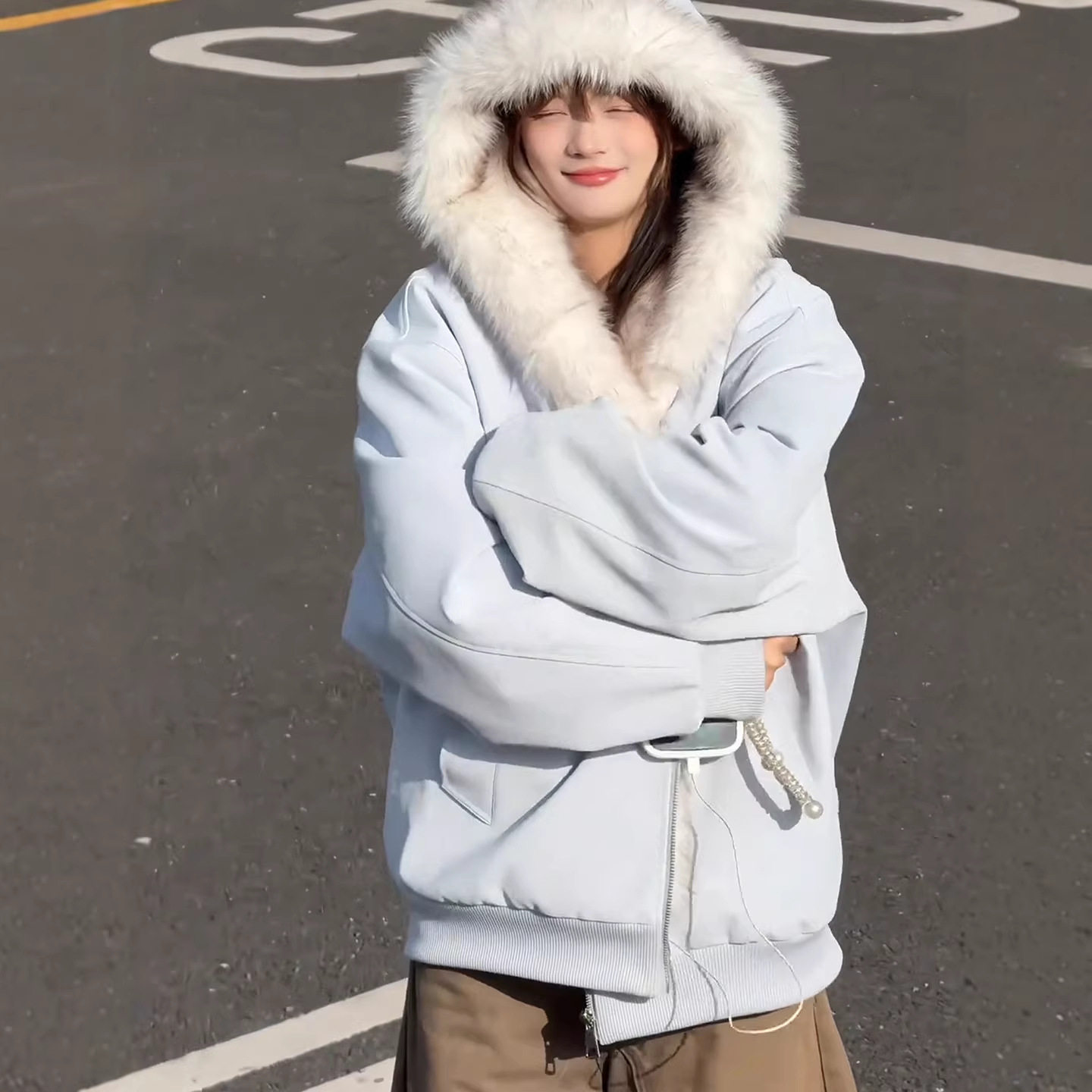 美式座山雕加绒加厚PU皮棉服
