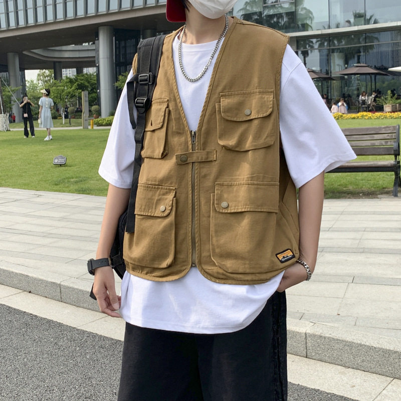 日系工装港风战术马甲男薄款户外