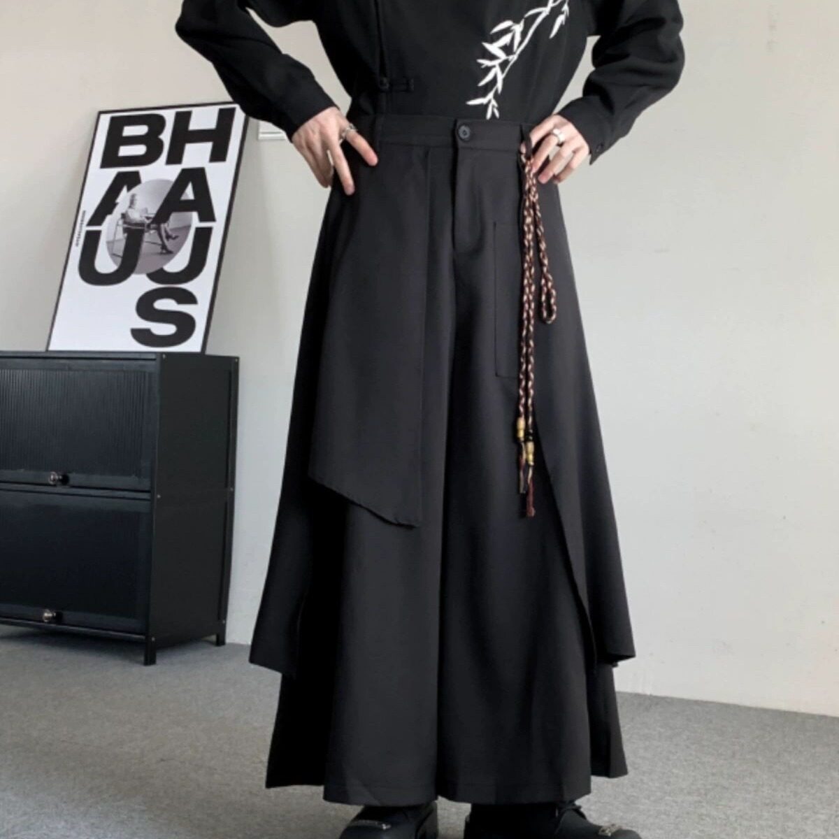 新中式男剑道武士马面阔腿裙裤