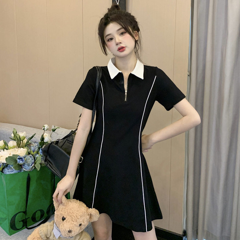 休闲运动风polo女连衣裙
