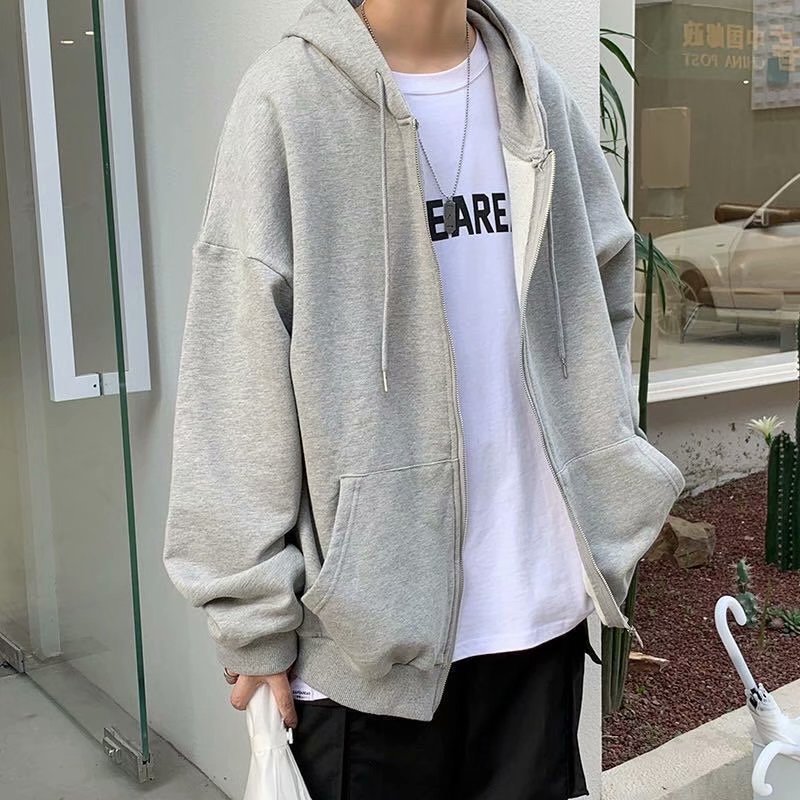 春秋男连帽拉链开衫薄款卫衣