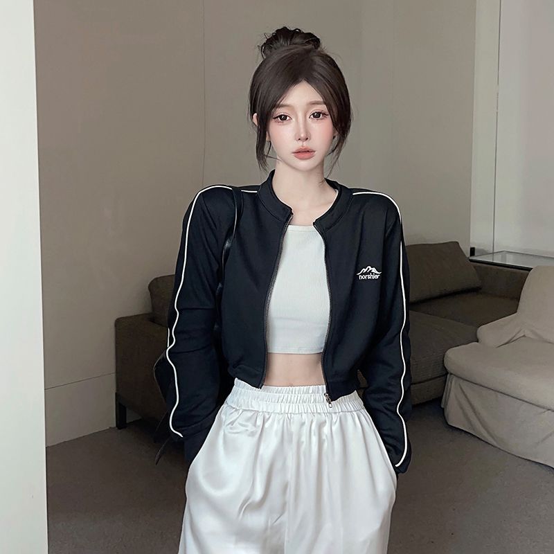 复古辣妹短款爵士舞棒球外套女