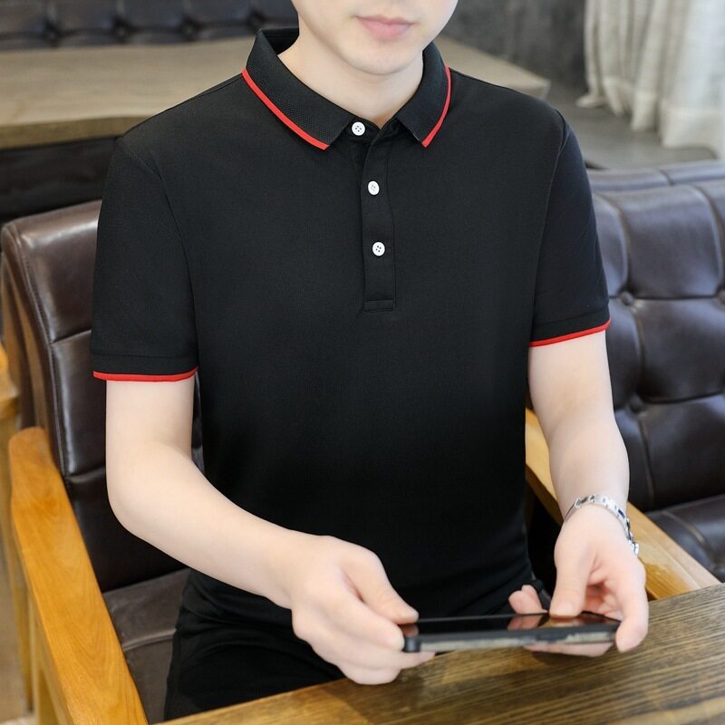 男士纯色翻领短袖POLO衫韩版