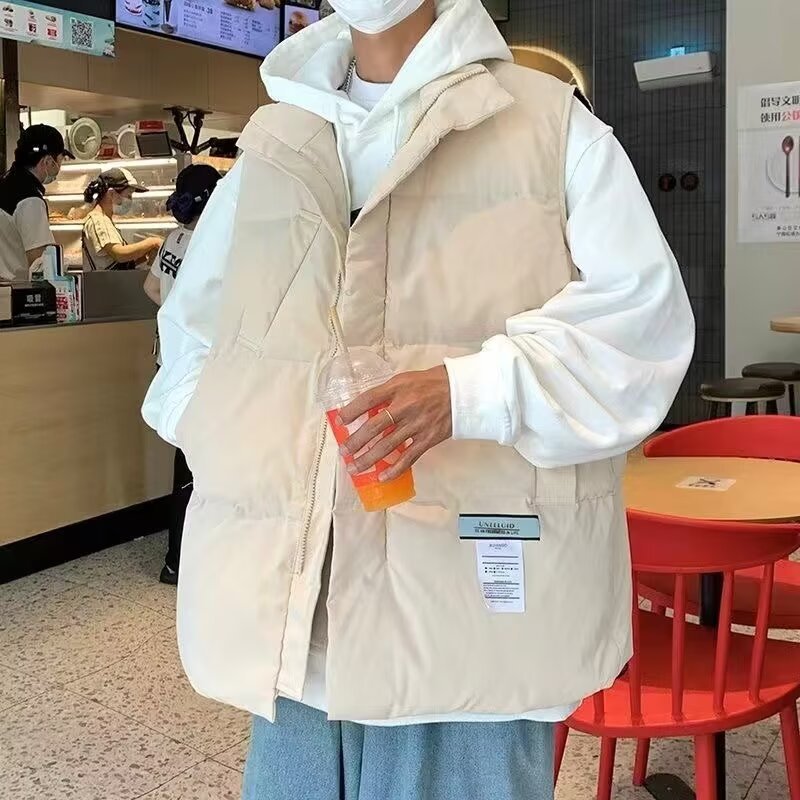冬季港风加厚棉服马甲男