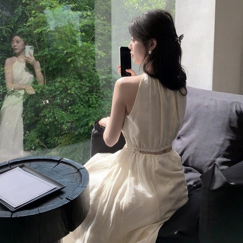 夏季露背收腰显瘦吊带仙女连衣裙