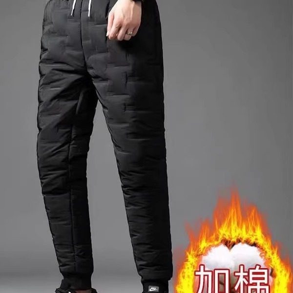 潮牌ins新款棉裤男厚款休闲裤宽松加绒加厚保暖束脚裤子一件代发,男装,休闲裤,淘宝优惠券,粉丝福利购,淘宝优惠卷