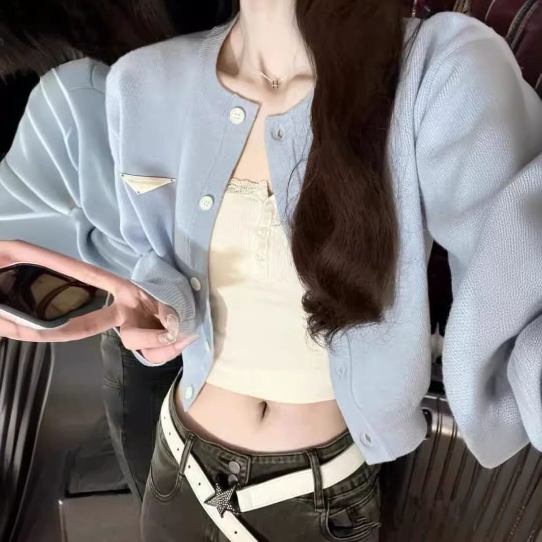 小众韩式简约风短款毛衣外套