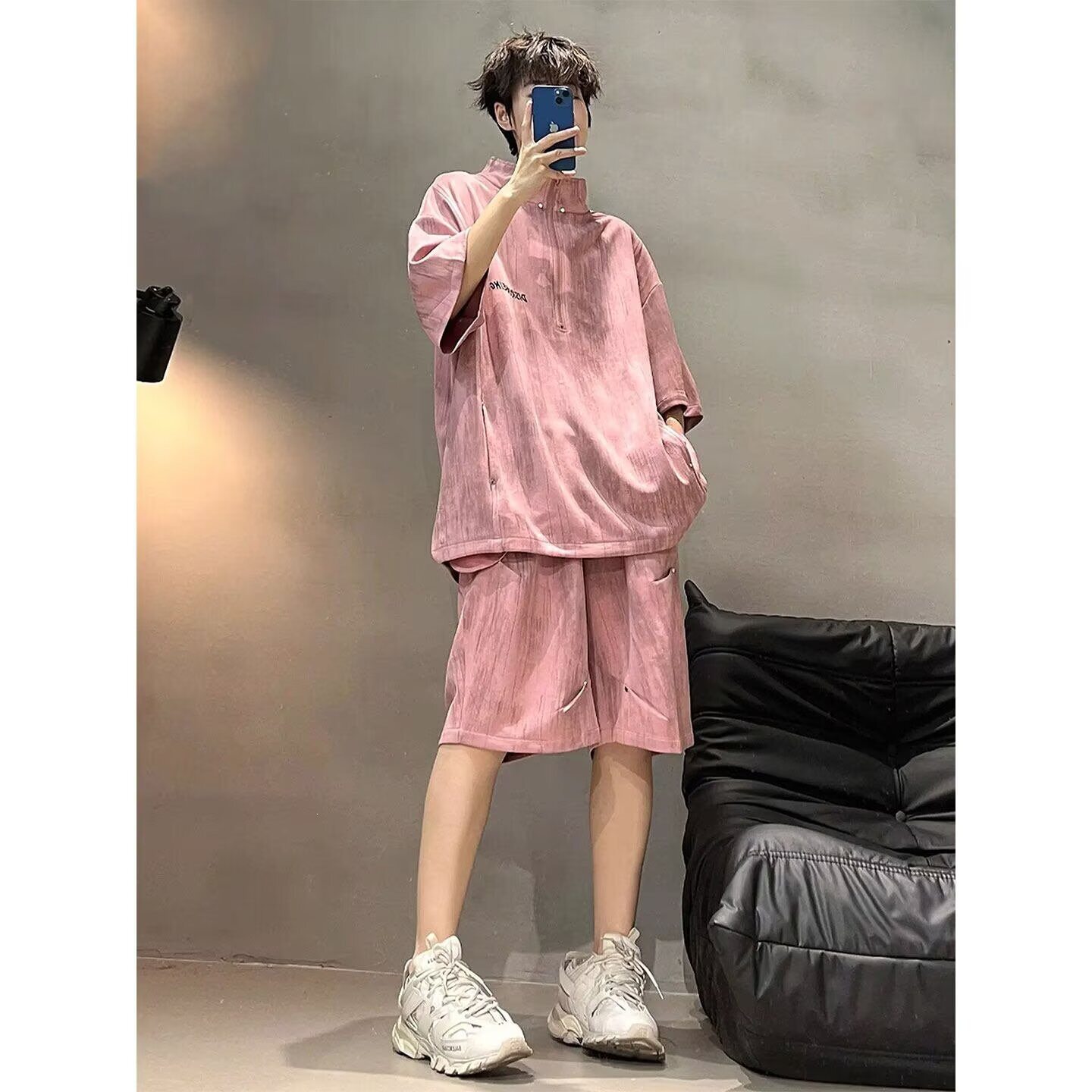 2026新款美式宽松男短袖两件套