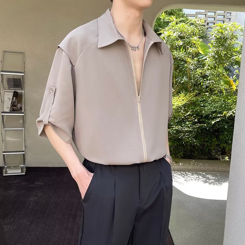 夏季男士冰丝短袖商务休闲衬衫