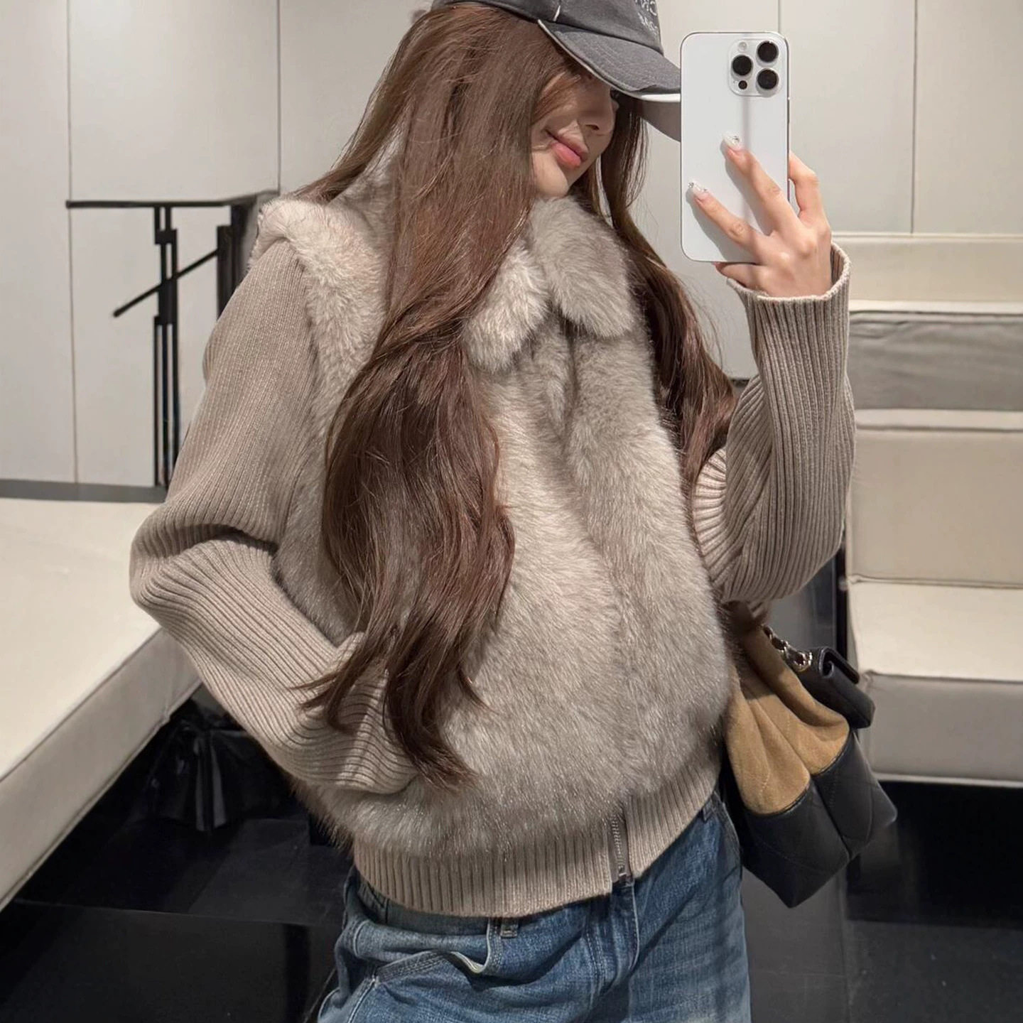 秋冬仿狐狸毛加厚保暖马甲女