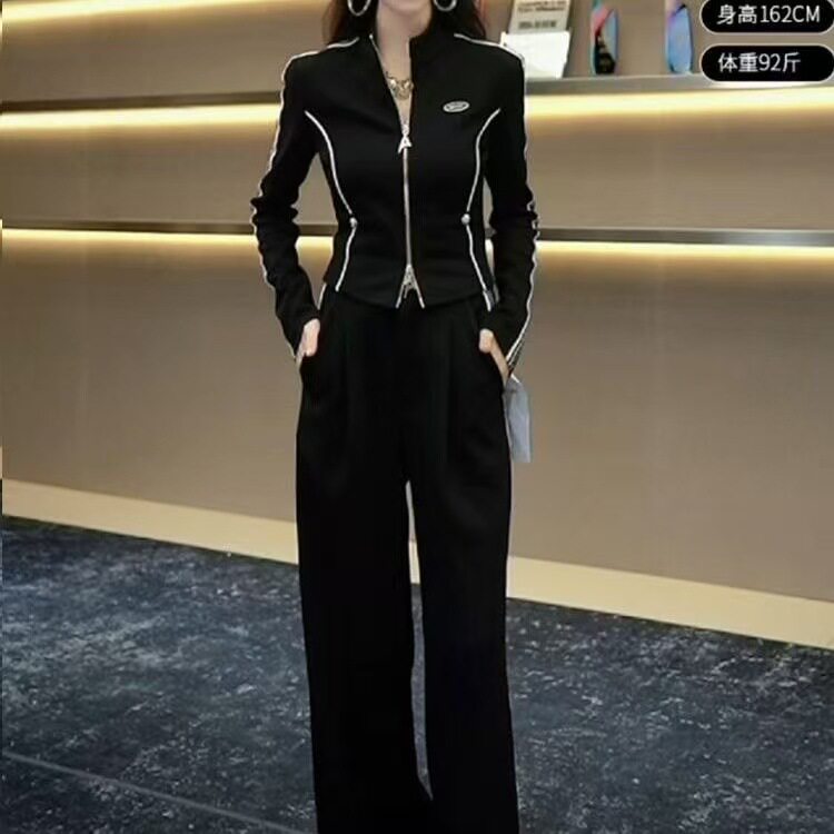 早秋港风显瘦卫衣阔腿裤套装女