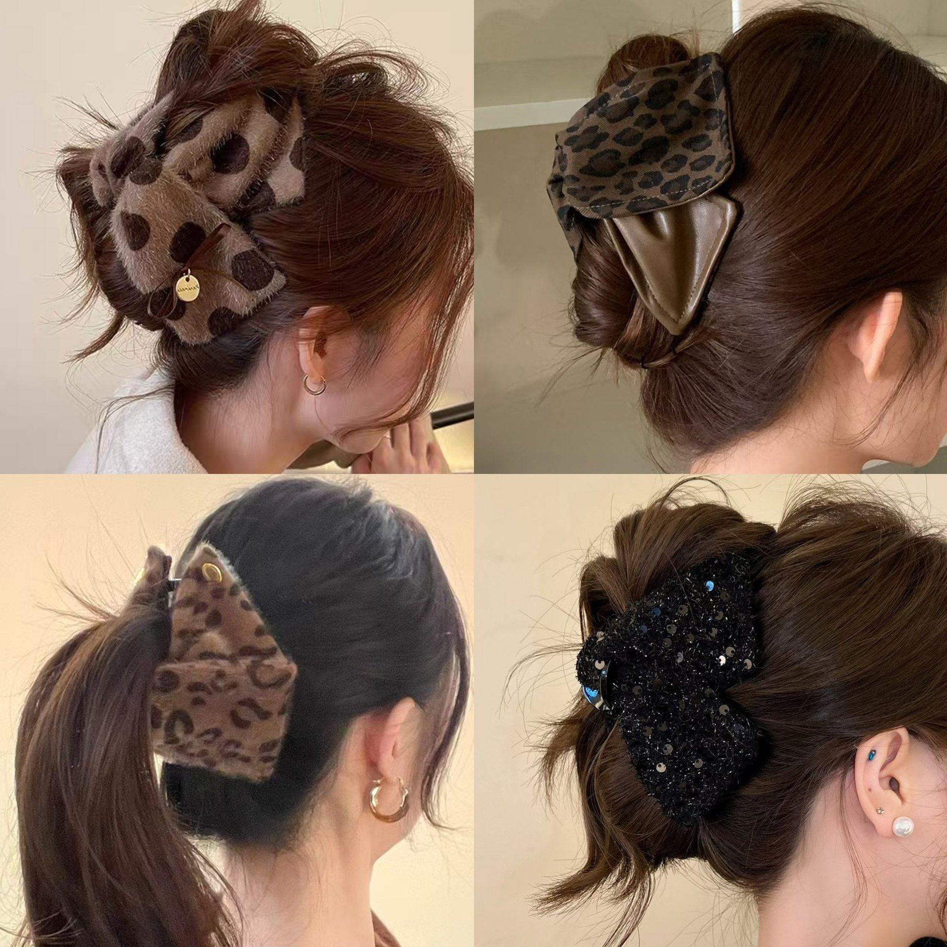 轻奢复古豹纹三角形抓夹女2025新款高级感发量多鲨鱼夹后脑勺发夹,饰品/流行首饰/时尚饰品新,民族风发饰,淘宝优惠券,粉丝福利购,淘宝优惠卷