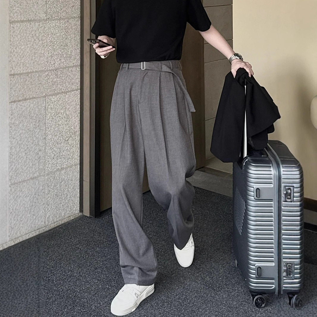 男士垂感INS灰色直筒西裤