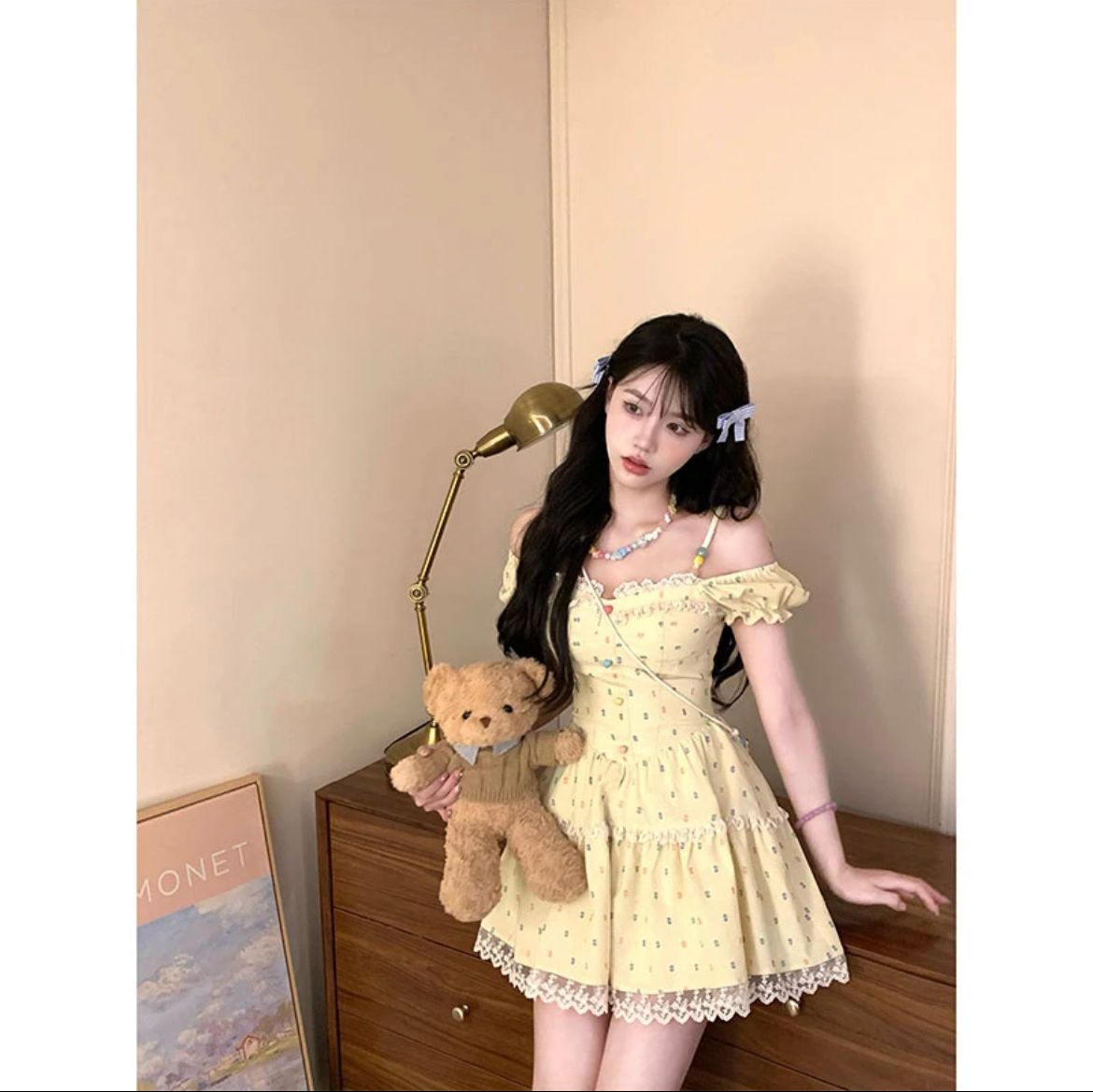 大码法式甜辣妹碎花连衣裙女