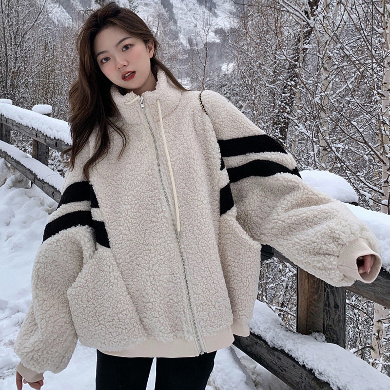 羊羔毛绒外套女秋冬百搭加厚保暖