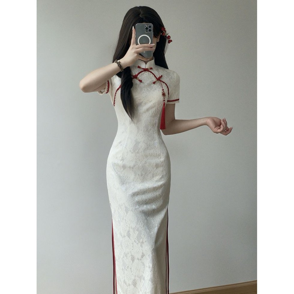 新中式改良旗袍订婚性感夏季