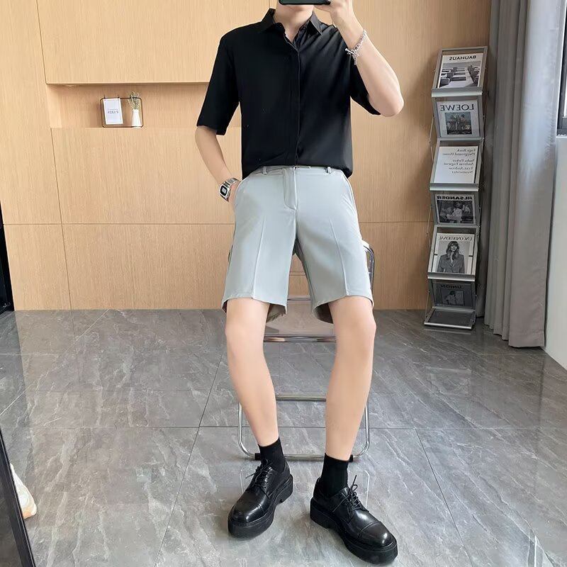 夏季男士冰感免烫抗皱短袖衬衫