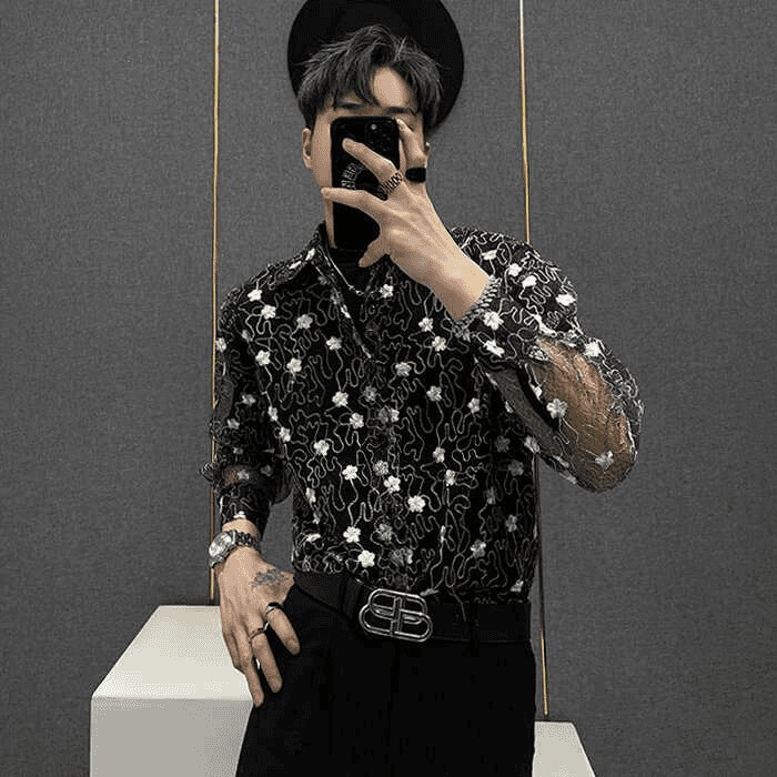 2026新款防晒网纱刺绣男衬衫