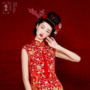 茧迹熙美图系列原创龙凤褂旗袍礼服 花火