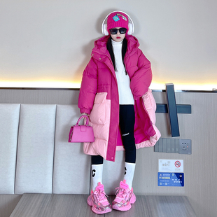 女童羽绒服2025新款冬季儿童中长款白鸭绒外套女孩冬装保暖加厚潮