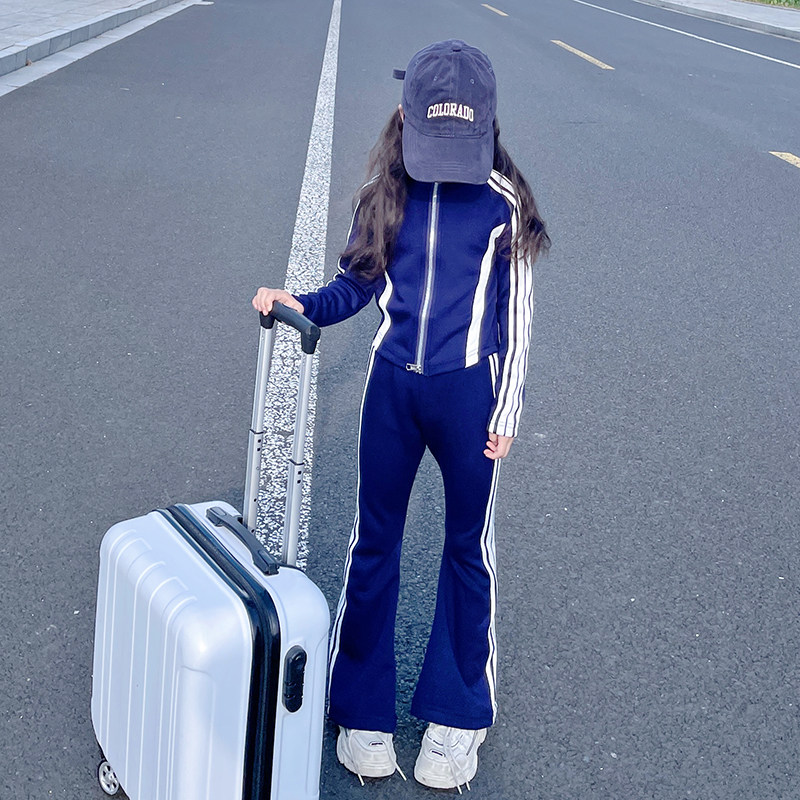 女童秋装套装2025年新款春秋季中大儿童网红洋气喇叭裤运动两件套,童装/婴儿装/亲子装,套装,淘宝优惠券,粉丝福利购,淘宝优惠卷